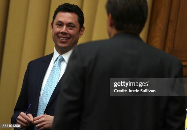 Rep. Jason Chaffetz talks before the start of a House Judiciary Committee hearing on March 16, 2017 in Washington, DC. Judges from the Ninth Circuit...