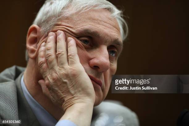 Ninth Circuit Appeals Court Judge Alex Kozinski looks on during a House Judiciary Committee hearing on March 16, 2017 in Washington, DC. Judges with...