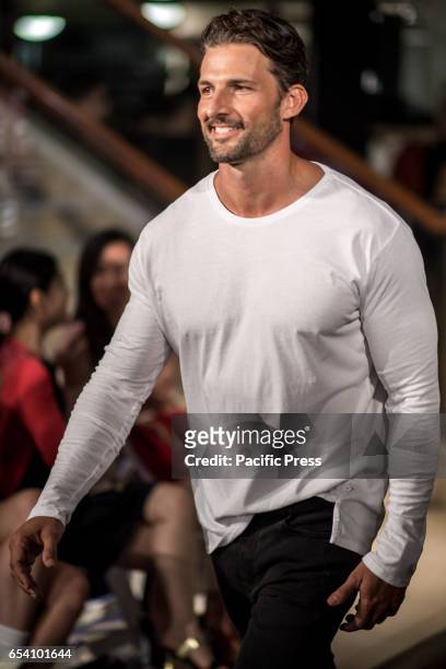 Special Guest Model Tim Robards showcases designs during the Myer Fashion Runway at Myer Sydney flagship store. The inaugural Myer Autumn 2017...