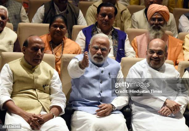 Prime Minister Narendra Modi, BJP National President Amit Shah, union Home Minister Rajnath Singh, Sr. BJP Leader LK Advani, and other s BJP Leader...