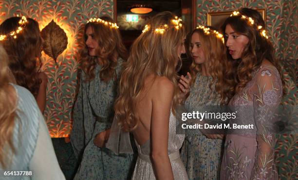 Models attend the Luisa Beccaria and Robin Birley event celebrating Sicilian lifestyle, music and fashion at 'Upstairs', at 5 Hertford Street on...