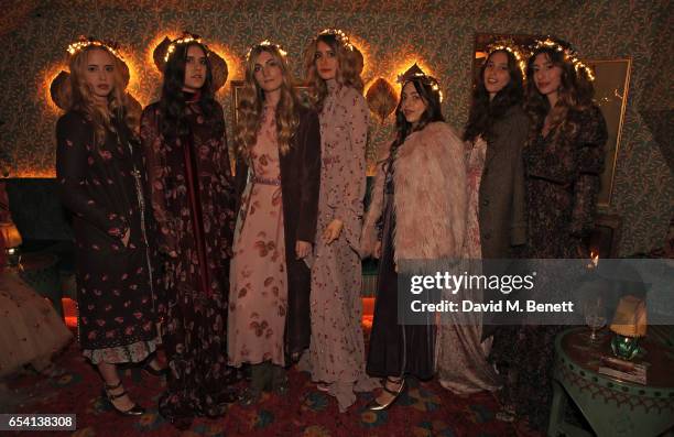 Models attend the Luisa Beccaria and Robin Birley event celebrating Sicilian lifestyle, music and fashion at 'Upstairs', at 5 Hertford Street on...