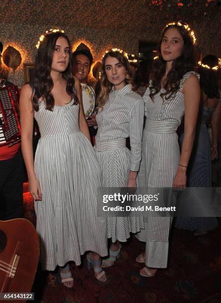 Guest, Beatrice Salsano and Mafalda Arrivabene attend the Luisa Beccaria and Robin Birley event celebrating Sicilian lifestyle, music and fashion at...