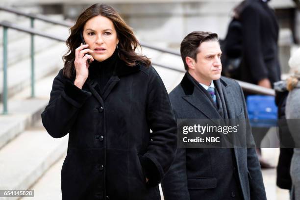 Genes" Episode 1815 -- Pictured: Mariska Hargitay as Olivia Benson, Raul Esparza as A.D.A. Rafael Barba --