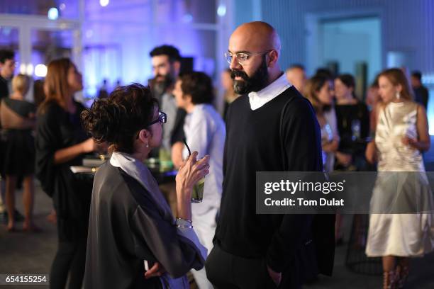 Dr Hayat Shamsuddin and Umer Butt attend Inauguration of Concrete by OMA at Alserkal Avenue on March 15, 2017 in Dubai, United Arab Emirates.