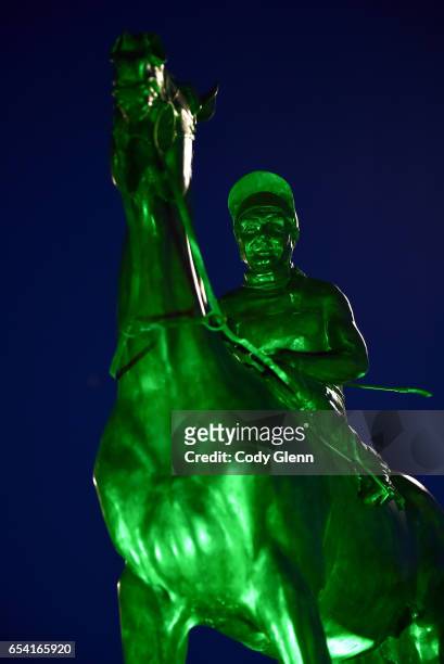 Cheltenham , United Kingdom - 16 March 2017; A statue of 1986 Gold Cup-winner Dawn Run, trained by Paddy Mullins and ridden by Jonjo O'Neill, is...