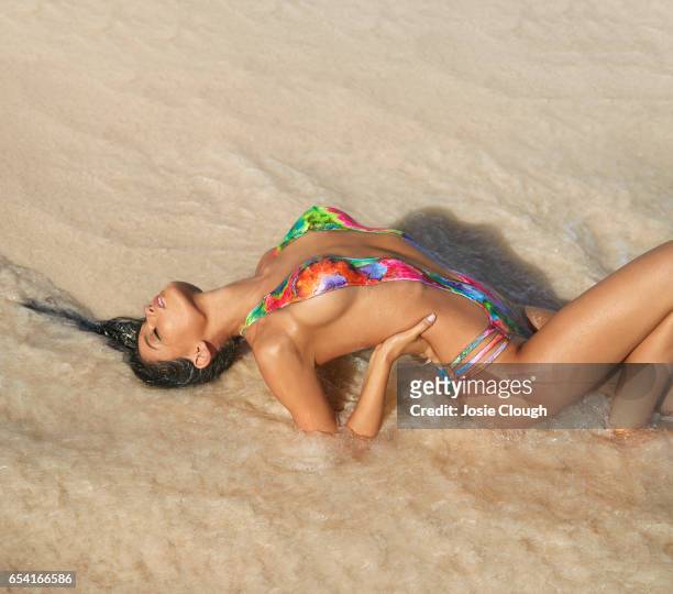 Swimsuit Issue 2017: Model Anne De Paula poses for the 2017 Sports Illustrated swimsuit issue on January 7, 2017 on Anguilla. Body painting by Joanne...