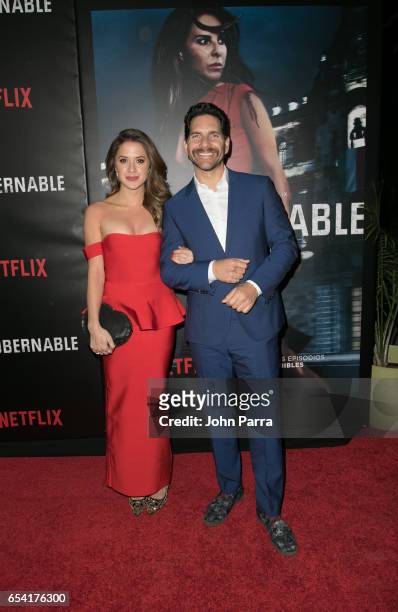 Ivana de Maria and Arap Bethke arrive at the Premiere Of Netflix's "Ingobernable" at Colony Theater on March 15, 2017 in Miami Beach, Florida.