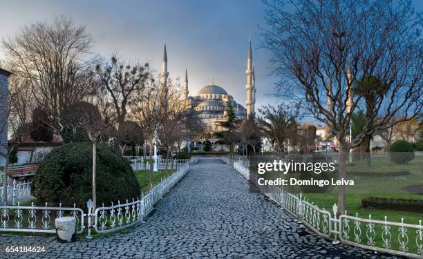 sultan ahmed mosque, islanbul, turkey - amanecer ciudad foto e immagini stock