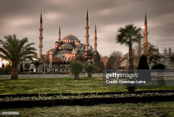 sultan ahmed mosque, islanbul, turkey - amanecer ciudad foto e immagini stock