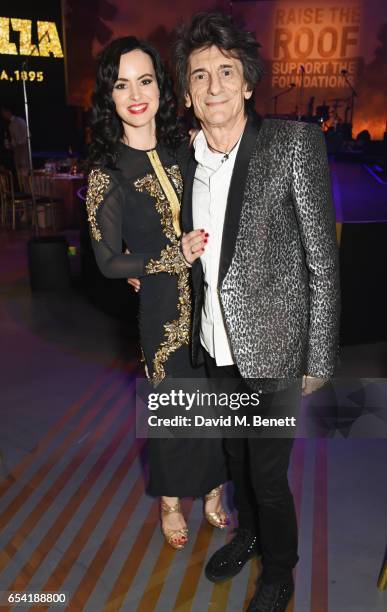 Sally Wood and Ronnie Wood attend the Roundhouse Gala at The Roundhouse on March 16, 2017 in London, England.