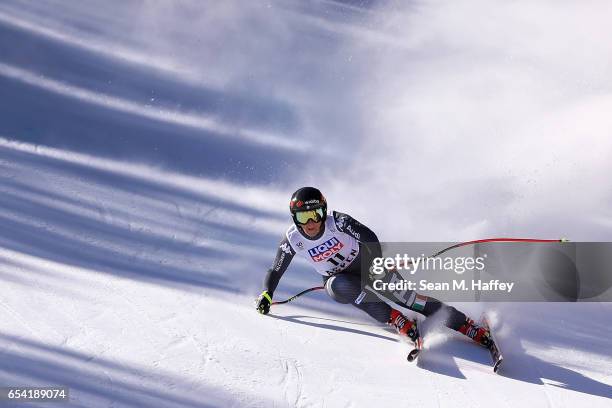 Sofia Goggia of Italy competes in the ladies' Super-G for the 2017 Audi FIS Ski World Cup Final at Aspen Mountain on March 16, 2017 in Aspen,...