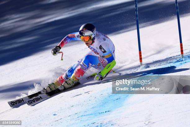Lindsey Vonn of the United States competes in the ladies' Super-G for the 2017 Audi FIS Ski World Cup Final at Aspen Mountain on March 16, 2017 in...