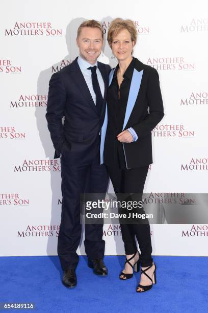 Ronan Keating and Jenny Seagrove attend the World Premiere of "Another Mother's Son" on March 16, 2017 in London, England.