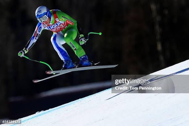 Ilka Stuhec of Slovenia competes in the ladies' Super-G during the Audi FIS Ski World Cup Finals at Aspen Mountain on March 16, 2017 in Aspen,...
