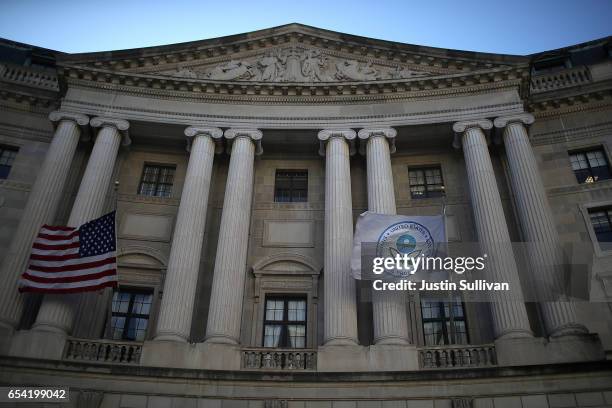 View of the U.S. Environmental Protection Agency headquarters on March 16, 2017 in Washington, DC. U.S. President Donald Trump's proposed budget for...