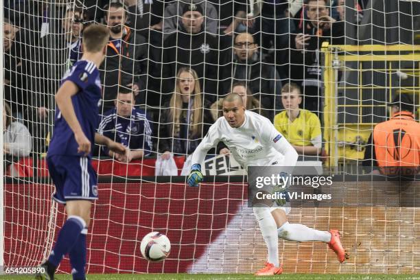 Goalkeeper Boy Waterman of Apoel FCduring the UEFA Europa League round of 16 match between RSC Anderlecht and APOEL on March 16, 2017 at Constant...