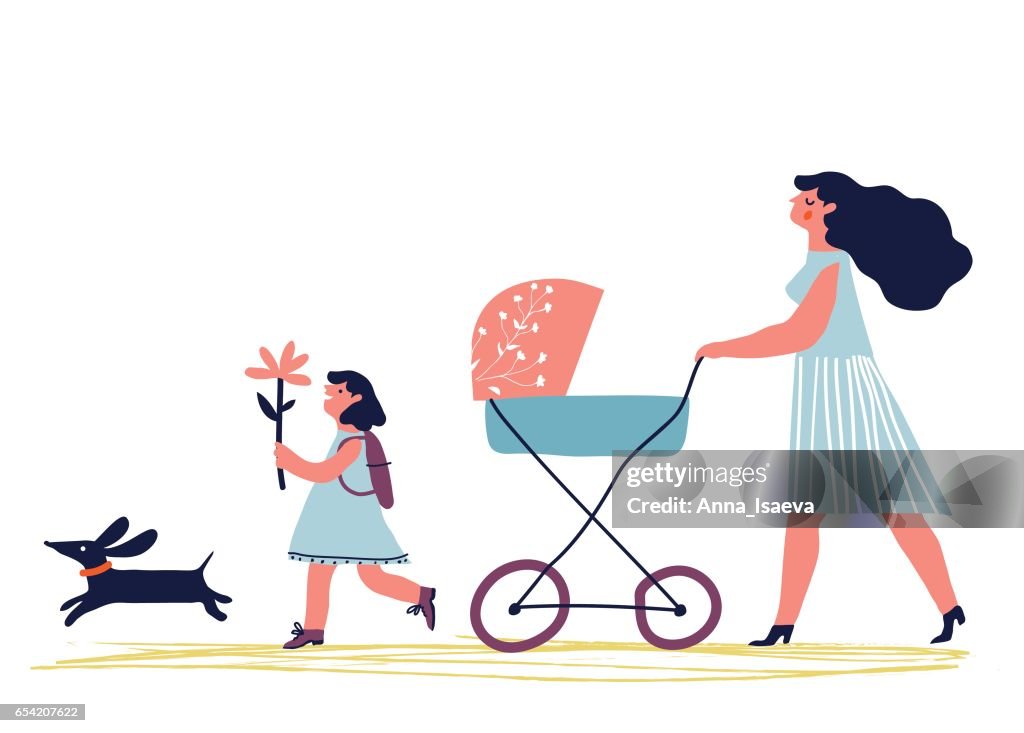 Mutter mit Kindern wandern