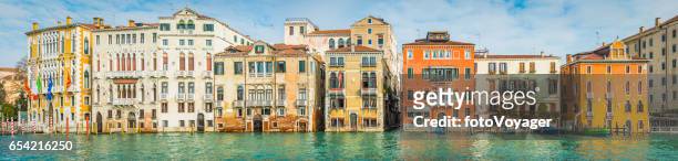 venice panorama colourful villas along the grand canal italy - venice italy stock pictures, royalty-free photos & images