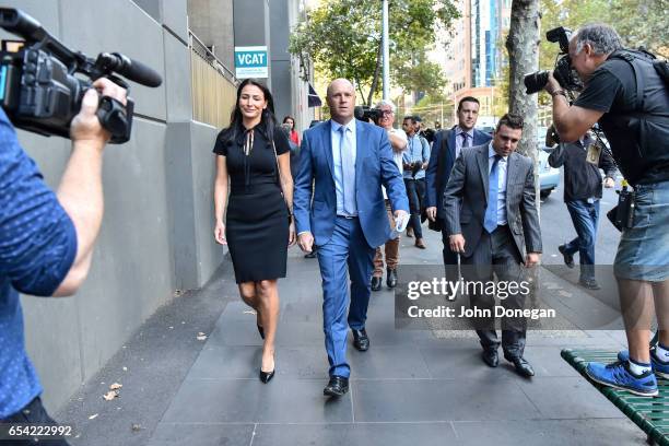 Trainer Danny O'Brien and his wife Nina after his successful appeal against suspension for using cobalt, photographed leaving VCAT on March 17, 2017...