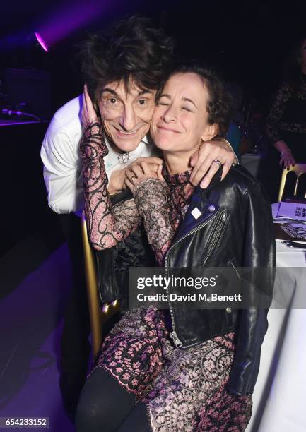 Ronnie Wood and Leah Wood attend the Roundhouse Gala at The Roundhouse on March 16, 2017 in London, England.