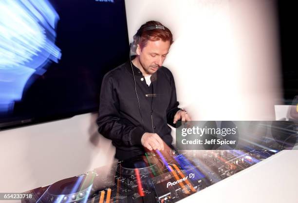 Martin Solveig DJs at the Montblanc Summit launch event at The Ledenhall Building on March 16, 2017 in London, England.