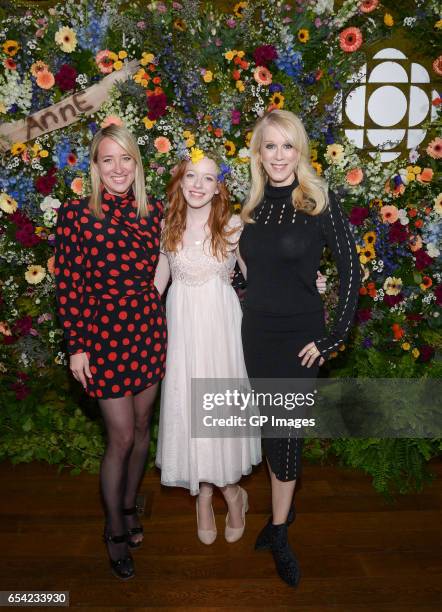 Executive Producer Miranda de Pencier, actress Amybeth McNulty and Writer/Showrunner Moira Walley-Beckett attend the CBC World Premiere VIP screening...