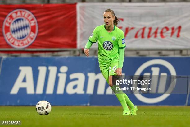 Caroline Graham Hansen of Wolfsburg controls the ball during the Women's DFB Cup Quarter Final match between FC Bayern Muenchen and VfL Wolfsburg at...