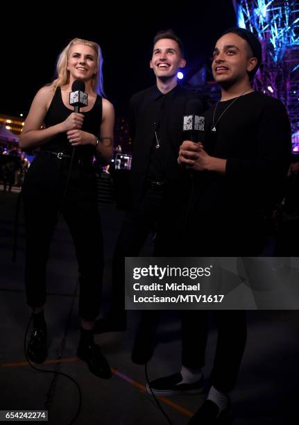 Musicans Lyndsey Gunnulfsen, Brian Macdonald and Alex Babinski of PVRIS at MTV Woodies LIVE on March 16, 2017 in Austin, Texas.