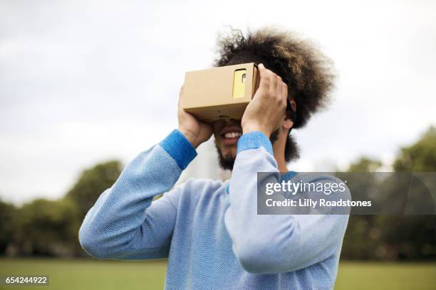 Young guy using virtual reality