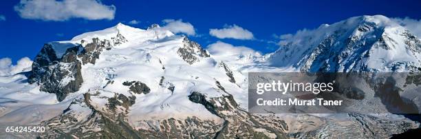 panorama of monta rosa and pennine alps - monte rosa fotografías e imágenes de stock