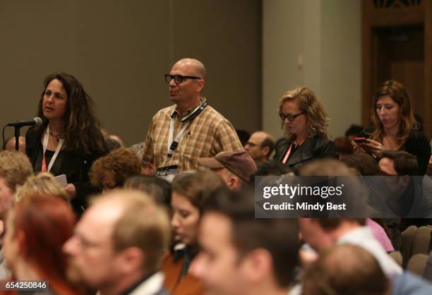 Audience members ask questions at 'The War at Home: Trump and the Mainstream Media' during 2017 SXSW Conference and Festivals at JW Marriott on March...