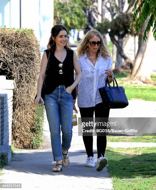 Lily Collins and mother Jill Tavelman are seen on March 16, 2017 in Los Angeles, California.