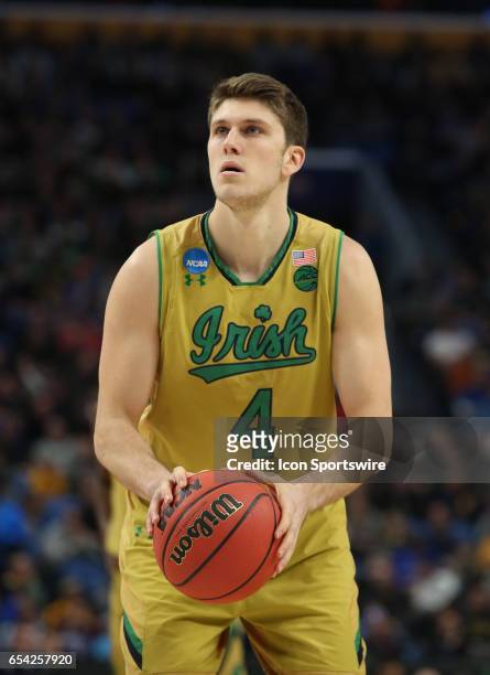 Notre Dame Fighting Irish forward Matt Ryan shoots a free throw during the NCAA Division I Men's Basketball Championship first round game between...