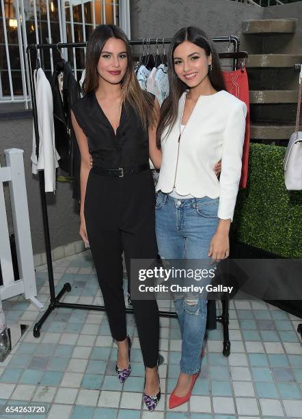 Actresses Madison Reed and Victoria Justice attend the Ted Baker London Spring/ Summer 17 Launch Dinner at The Chamberlain on March 16, 2017 in West...