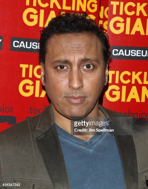 Actor Aasif Mandvi attends the "Tickling Giants" New York premiere at IFC Center on March 16, 2017 in New York City.