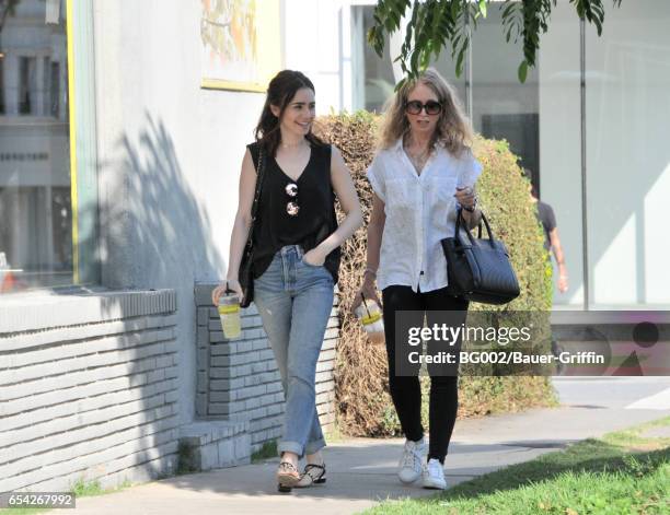 Lily Collins and mother Jill Tavelman are seen on March 16, 2017 in Los Angeles, California.