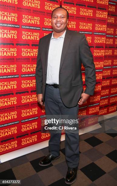 Ray Wood Jr. Attends 'Tickling Giants' New York premiere at IFC Center on March 16, 2017 in New York City.