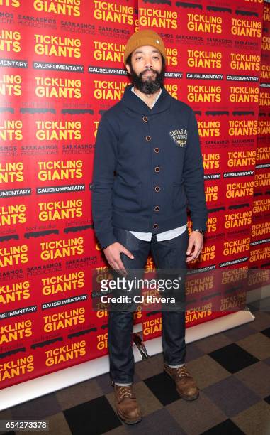 Wyatt Cenac attends 'Tickling Giants' New York premiere at IFC Center on March 16, 2017 in New York City.