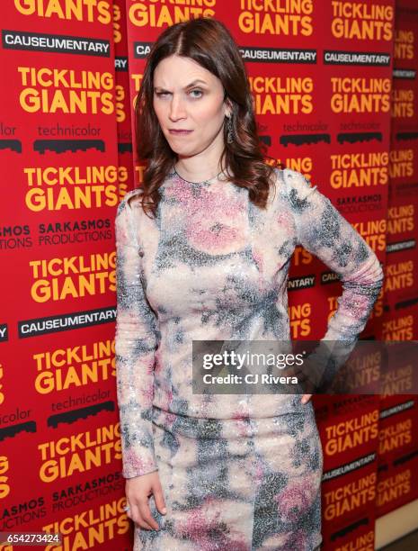 Sara Taksler attends 'Tickling Giants' New York premiere at IFC Center on March 16, 2017 in New York City.