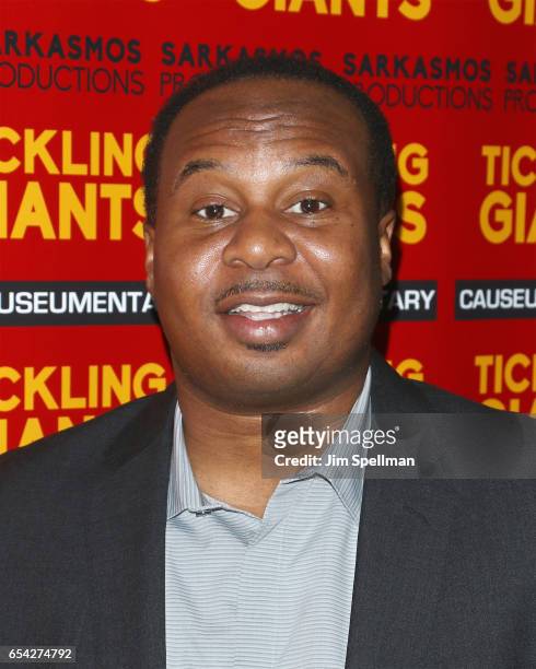 Actor Roy Wood Jr. Attends the "Tickling Giants" New York premiere at IFC Center on March 16, 2017 in New York City.
