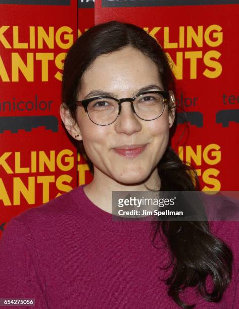 Writer Sloane Crosley attends the "Tickling Giants" New York premiere at IFC Center on March 16, 2017 in New York City.
