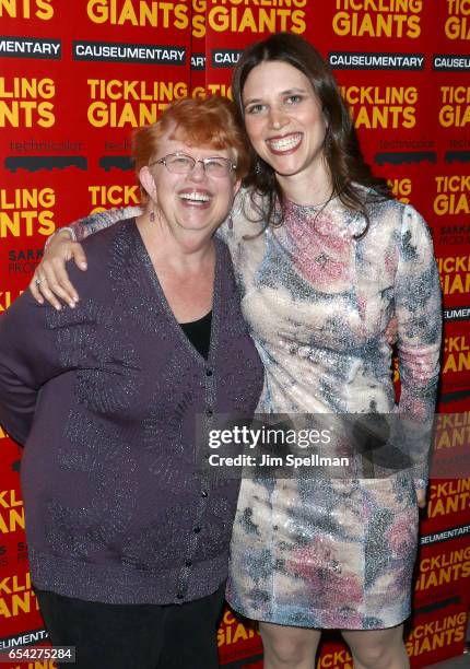 Director Sara Taksler and her mother Sharon Taksler attend the "Tickling Giants" New York premiere at IFC Center on March 16, 2017 in New York City.