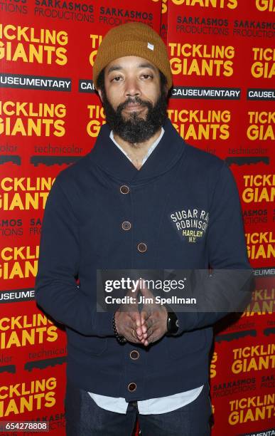 Comedian Wyatt Cenac attends the "Tickling Giants" New York premiere at IFC Center on March 16, 2017 in New York City.