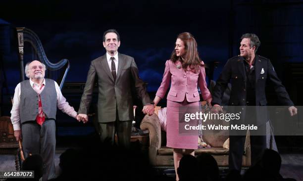 Danny DeVito, Jessica Hecht, Mark Ruffalo and Tony Shalhoub during Broadway Opening Night performance Curtain call for the Roundabout Theatre...