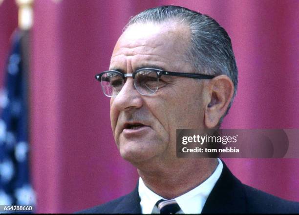 American politician US Vice President Lyndon Baines Johnson speaks at an unspecified event, Washington DC, May 1962.