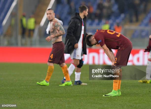 Stephan El Shaarawy during the Europe League football match A.S. Roma vs Olympique Lyonnais at the Olympic Stadium in Rome, on march 16, 2017.