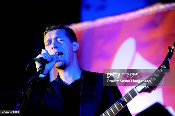 Isaac Hanson of Hanson performs at the Grammy Block Party during SXSW Music at the Four Seasons Hotel on March 16, 2017 in Austin, Texas.