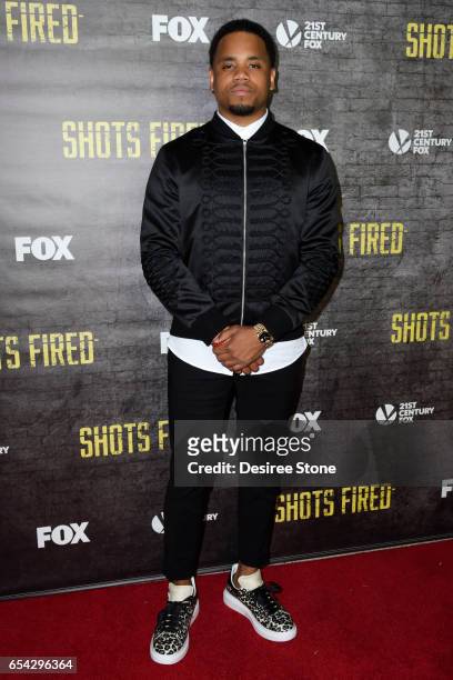 Actor Mack Wilds attends the screening of FOX's "Shots Fired" at Pacific Design Center on March 16, 2017 in West Hollywood, California.