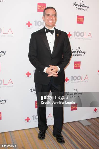 Mayor Eric Garcetti attends the American Red Cross Centennial Celebration to Honor Disney as the "Humanitarian Company of The Year" at the Beverly...